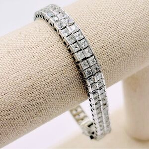 Silpada Sterling Silver Double Row Crystal Tennis Bracelet